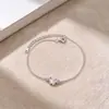 Pulseira Borboleta Elegante de Prata Pura 999 de Camada Dupla para Mulheres, Luxo Leve, Alta Qualidade, Estilo Floresta, Simples e Versátil, Joias de Amizade Atacado