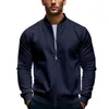 2025 Nueva Chaqueta de Otoño Transfronteriza para Hombre con Cuello Alto Color Sólido Deportiva Casual Cremallera Manga Larga Superior Abrigo para Hombre