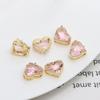 Colgante Elegante Versátil de Corazón de Zircón Estilo Retro Dorado con Baño de Cobre Joyería DIY Hecha a Mano Accesorios para Aretes Collar Material