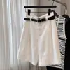 Shorts blancos de lino para mujer, nuevo estilo coreano de verano, talla grande, adelgazantes, holgados, casuales, versátiles, pierna ancha, hasta la rodilla
