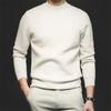 Novo Suéter Masculino Outono e Inverno Cor Sólida Anti-Pilling Lã Penteada Cardigan Tricotado Manga Longa Gola Alta Suéter Roupa Masculina
