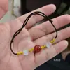 Pulsera de Ágata Roja Vermilion Moonfall con Cordón Negro Delgado Lujo Ligero para Mujer Mejor Amigo Niños Adolescentes Pulsera al por Mayor Estilo Pareja