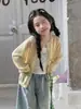 Ropa infantil para niñas con botones coloridos, adecuada para habitaciones con aire acondicionado y uso al aire libre, camisa de protección solar tejida de lino de bambú suave y ligera, estilo coreano