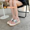 Chinelos de Verão com Tassel e Fivela, Plataforma de 5,5cm para Aumentar a Altura, Chinelos de Dedo Grossos para Exterior para Mulheres