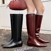Botas Elegantes Nuevas de 4 cm de Altura Interior con Punta para Mujer, Botas de Caña Recta para Pantalones, Botas Altas Adelgazantes de Piel de Vaca para Mujer