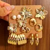 Pendientes Europeos y Americanos Transfronterizos Nueva Moda Simples Creativos de Personalidad Forma de C Gota de Agua Flor Set de Pendientes para Mujer Gama Alta Versátiles