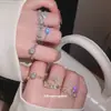 Set de Anillos Abiertos Geométricos de Perla y Circonita Super Brillantes, Lujoso y Sofisticado, Elegante Anillo para Dedo Índice, Joyería Exquisita y Versátil