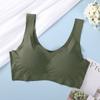 Shangpin Anxin Sujetador deportivo de una pieza de cuatro generaciones para mujer, de seda de hielo, sin costuras, sin aros, fruncido, de talla grande