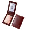 Fabricantes de fuentes, estuche de cuero genuino para permiso de trabajo, estuche de cuero con imán para certificado, estuche protector para tarjeta de trabajo, insignia, licencia de tarjeta de trabajo