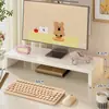 Soporte elevador para computadora de escritorio con base para pantalla, bandeja para teclado y cajón para organización de escritorio de oficina