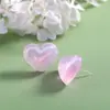 Aretes de Resina con Brillo de Gelatina de Árbol de Corazón Accesorios de Aretes Acrílicos de Color Sólido Fresco con Corazón de Durazno Accesorios Simples con Forma de Corazón Juveniles