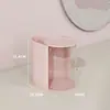 Caja de almacenamiento para borlas de maquillaje giratoria a prueba de polvo, escritorio de tocador, huevo de belleza, cojín de aire, lápiz labial, tubo/soporte de almacenamiento para brochas de maquillaje