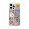 Nueva Tendencia Hilo de Plumas Ins Dibujo Animado Graffiti Conejo Smiley para Funda de Teléfono Móvil Apple 15 iphone12p Nicho