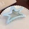 Grampo de Cabelo Grande Estrela de Cinco Pontas Azul Creme Francês Mordedor Doce Versátil para Parte de Trás da Cabeça Grampo de Cabelo para Mulheres