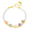 Puzuo Color Fuerte que Conserva el Color Dorado Arena Color Macarrón Pulsera de Perlas Labubu Cuentas de Transferencia de Dibujos Animados Populares Pulsera Dulce para Mujeres