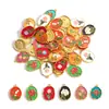 Colgante de Aleación de Esmalte Colorido Estilo Pintura al Óleo Flor de Lirio y Tulipán Charms Decorativos para Pulsera Collar DIY W662