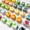 Pendientes de cerámica de alta temperatura con forma de flor cuadrada esmaltada, hechos a mano, para hacer joyas, collares y pulseras.