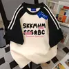 Camiseta Casual de Verão Unissex com Estampa de Letras Frescas Estilo Americano Doce Retalhos Top Estudante Ins