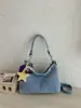 Bolsa Térmica Estilo Coreano para Viajes Diarios, Bolso Versátil de Hombro con Acabado de Alta Gama, Bolso de Hombro de Mezclilla Retro a la Moda para Mujer