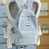 Bordado de Cachorrinho Macio e Fofo Estilo Healing Mochila Estudante na Cor Pêssego Claro, Estilo Fresco de Verão, Mochila Pequena para Viagem de Melhores Amigos