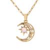 Nuevo collar de lujo ligero de nicho, elegante, estrella fugaz de ensueño, cielo estrellado, luna creciente, con cadena de colgante de estrella solar de piedra blanca colorida