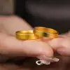 Anel de Gelo Picado para Mulheres, Gypsophila Dourada de Casal, Anel Dourado de Gelo Picado, Anel Círculo Fino Liso, Atacado