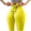Estilo Quente Transfronteiriço 2024 Calça Esportiva Levanta Bumbum com Laço Cor de Pêssego Calça Yoga Justa para Mulheres Cintura Alta