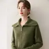 Cárdigan de Cachemira Otoño Invierno Nuevo Estilo Mujer Solapa Grande Holgado Estilo Coreano Estilo Perezoso Top Moda Cremallera Tejido