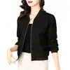 Abrigo corto de manga larga para mujer primavera 2024 Nuevo Chaqueta tipo uniforme de béisbol Cortavientos de estilo occidental Moda top negro