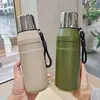 Caneca isolada de aço inoxidável elegante com filtro, grande capacidade, portátil para uso ao ar livre, copo de água para presente com isolamento a vácuo, suporta personalização
