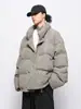 Roupas de Algodão com Veludo Transfronteiriças Masculinas de Inverno Retrô Americano Jaqueta Puffer Espessa com Gola Alta Marca Versátil Tendência Jaqueta de Algodão Roupa Exterior