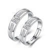 Jinjiahua anel de casamento de prata anel de casal feminino anel aberto criativo com zircônia cúbica de cristal em estoque atacado