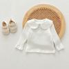 Bebé Estilo Dulce Coreano Cuello de Muñeca Manga Larga Top 2024 Otoño Nuevo Bebé Niña Camiseta Básica