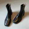 Botas Curtas de Salto Alto para Mulheres, Botas Chelsea de Bico Quadrado, Botas Curtas para Mulheres Baixas, Botas Finas de Salto Grosso Estilo Francês, Botas Femininas, Sapatos de Algodão de Inverno