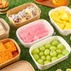 Tazón de Papel Kraft Engrosado e Impermeable, Caja Rectangular Desechable para Llevar, Caja para Comida Rápida, Tazón Redondo para Ensalada, Tazón para Comida Ligera