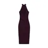 Vestido francés de cuello halter para mujer, look veraniego elegante de socialité, corte ajustado, que realza la figura, ceñido al cuerpo, impresionante vestido largo bodycon
