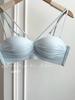 Brillante y adorable; Hilo perlado plisado ropa interior mujer pecho pequeño fruncido para mostrar soporte superior grande y flacidez hermoso sujetador de espalda