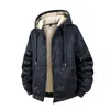 Sudadera con capucha de forro polar para hombre 2026 Talla europea Sudadera cárdigan con capucha de patrón geométrico oscuro para hombre Invierno Lana de cordero