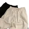 Vibe Elegante e Relaxada, Linho Branco Protetor Solar, Caimento Solto, Calça de Cintura Alta Wide Leg Comprida