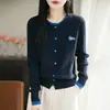 Novo Cardigan Suéter Casaco Tricotado Elegante Slimming Estilo Coreano Canelado de Alto Padrão Chic Falso Duas Peças para Mulheres