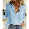 Camisa de Linho Casual Solta de Manga Longa Cor Pura Ami Ebay Europeia e Americana Primavera e Outono 2022 em Estoque