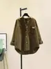 Camisa de Pana de Manga Larga para Mujer Nueva Moda Primavera y Otoño 2026 Aspecto Adelgazante Suelta de Longitud Media Chaqueta Cardigan Camisa