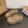 Zapatos Pequeños de Cuero Estilo Británico Tacón Grueso Negro 2026 Nuevo Otoño/Invierno para Personas Bajas Par que Aumenta la Altura con Faldas Mocasines de Suela Suave