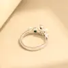 Novo Anel Azul Exquisito Cravejado com Diamantes, Anel Aberto Versátil de Pérola Natural, Anel para Dedo Indicador Feminino, Anel Versátil