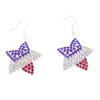 Pendientes Largos de Estrella de Cinco Puntas Completamente Incrustados de Diamantes para el Día de la Independencia Americana, Más Vendidos de Amazon, Pendientes con Gancho para la Oreja Europeos y Americanos Transfronterizos con Pedrería