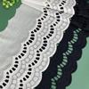 Cortina de renda preto e branco de algodão bordado vazado de 22 cm de largura, material para sofá, roupas, acessórios DIY
