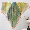 Novedades en Stock: Pañuelo Cuadrado de Algodón de Seda Estampado de 70 cm con Patrón Floral Francés Vintage, Chal Pequeño Delgado, Disponible al por Mayor