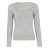 Camiseta de Manga Larga con Ribete de Encaje de Encaje Puro Transfronterizo, Falso Dos Piezas para Mujer, Top Modal Ajustado con Cuello en V Cruzado