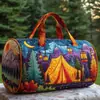 2026 Novo Modelo Transfronteiriço Estilo Pintura a Óleo Série 1 Curta Distância Portátil Acolchoada Bolsa de Viagem Multifuncional Esportiva Fitness