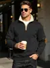 Sudadera europea y americana TEMU Amazon de talla europea nueva, sudadera de manga larga para hombre con media cremallera, bordada, estilo patchwork vintage